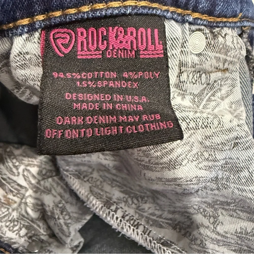 Rock & Roll Denim Jeans High Rise Straight Cropped Dark Wash Women’s Size 28x27 - Picture 8 of 11